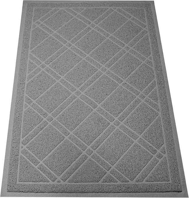 SlipToGrip Door Mat - Durable Door Outdoor Mats for High Traffic - Plaid Grey Mat with Water-Resistant Surface, Dura Loop - No-Slip and Easy-to-Clean for Indoor and Outdoor Entryway Rug, (Unknown Size)