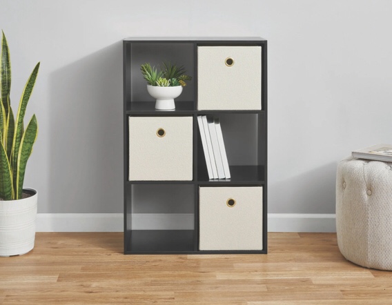 Mainstays 11" 6-Cube Storage Organizer, Black