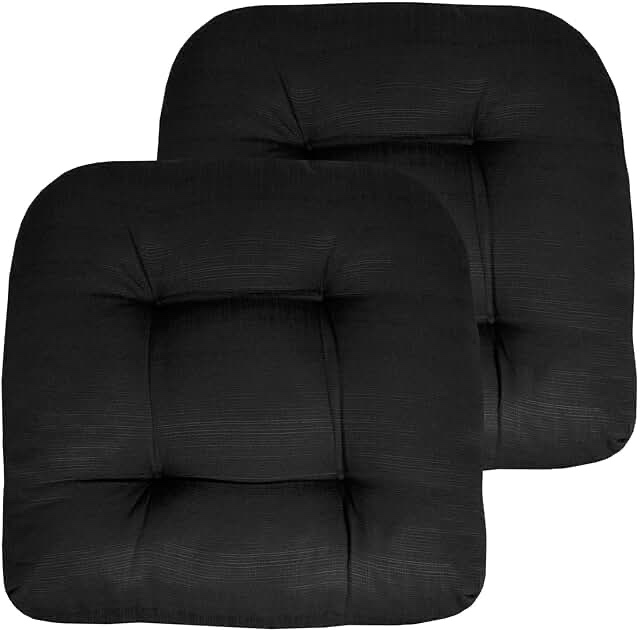 black tufted chair cushion 2pcs