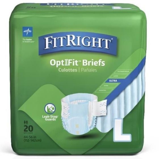Medline FitRight OptiFit Ultra Disposable Brief L 80Ct