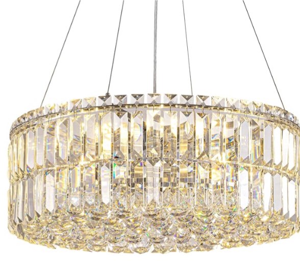 CROSSIO 20" Raindrop Crystal Chandeliers 8-Lights Modern Chandelier Light Fixtures Chrome Round Chandelier for Living Room Dining Room Bedroom Foyer Hotel