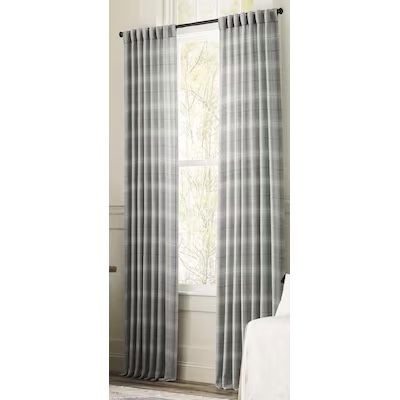 allen + roth 84-in Grey Block Light Filtering Standard Lined Back Tab/Pinch Pleat/Rod , Single 
