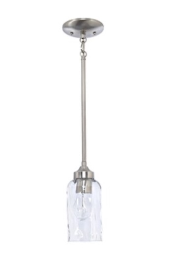 allen + roth Latchbury Brushed Nickel Textured Glass Cylinder Mini Pendant Ligh