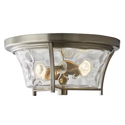 allen + roth Latchbury 14.02-in W Aged Bronze Transitional Standard Flush Mount Light