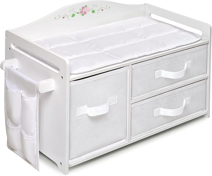 Badger Basket Toy Care Baskets and Decal Kit for 20 Doll Changing Station, White