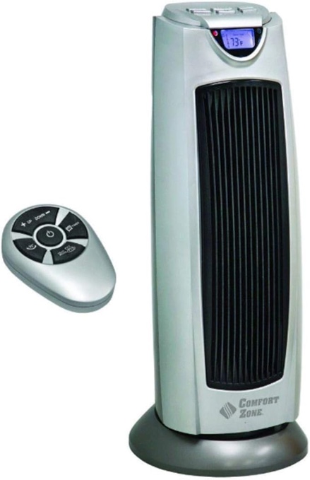 Comfort Zone Portable 1500W Ceramic Oscillating Digital Tower Space Heater