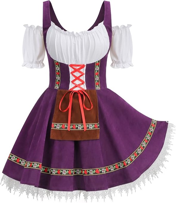 GRAJTCIN Womens Oktoberfest Costume, Velvet German Bavarian Dress for Halloween Carnival