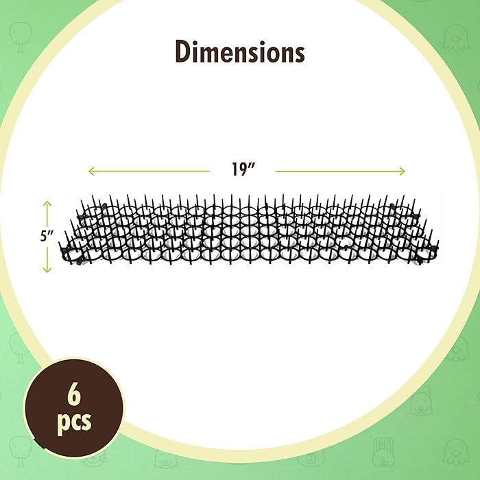 Homarden Cat Scat Mat 6 Pc Set 19 * 5 in - Cat Indoor/Outdoor Deterrent Pad - Dog & Cat Spike Mat Anti-dig for Garden - Cat Anti- Scratch Mat with 1 inch Plastic Spikes - Cat Repellent Mat 19*5 inches Black