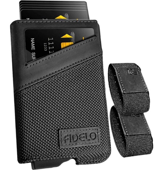 Fidelo Minimalist Wallet for Men – Slim Credit Card Holder Money Clip – RFID Blocking Front Pocket Mens Wallet, Black