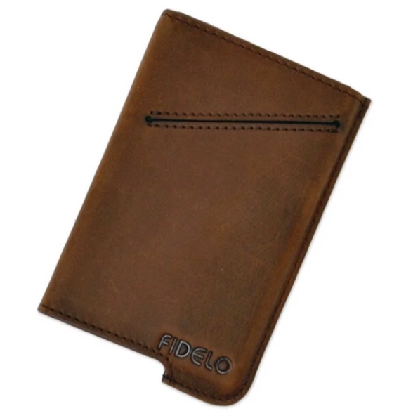 Fidelo Minimalist Wallet for Men – Slim Credit Card Holder Money Clip – RFID Blocking Front Pocket Mens Wallet, Brown