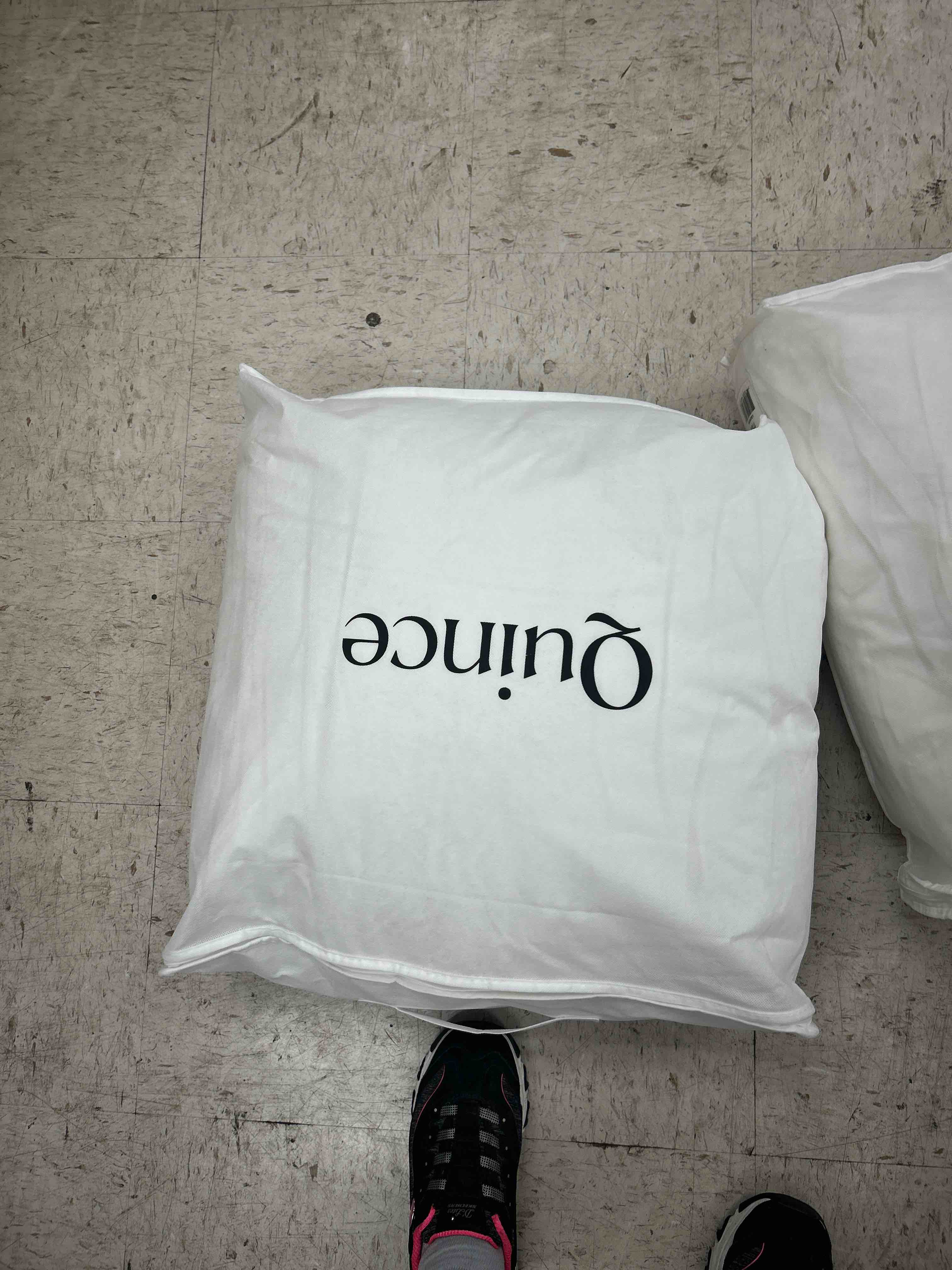 Condition photo showing Good Condition for quince luxurious all-season goose down feather fiber comforter king size duvet insert, premium white solid plain design, premium baffle box