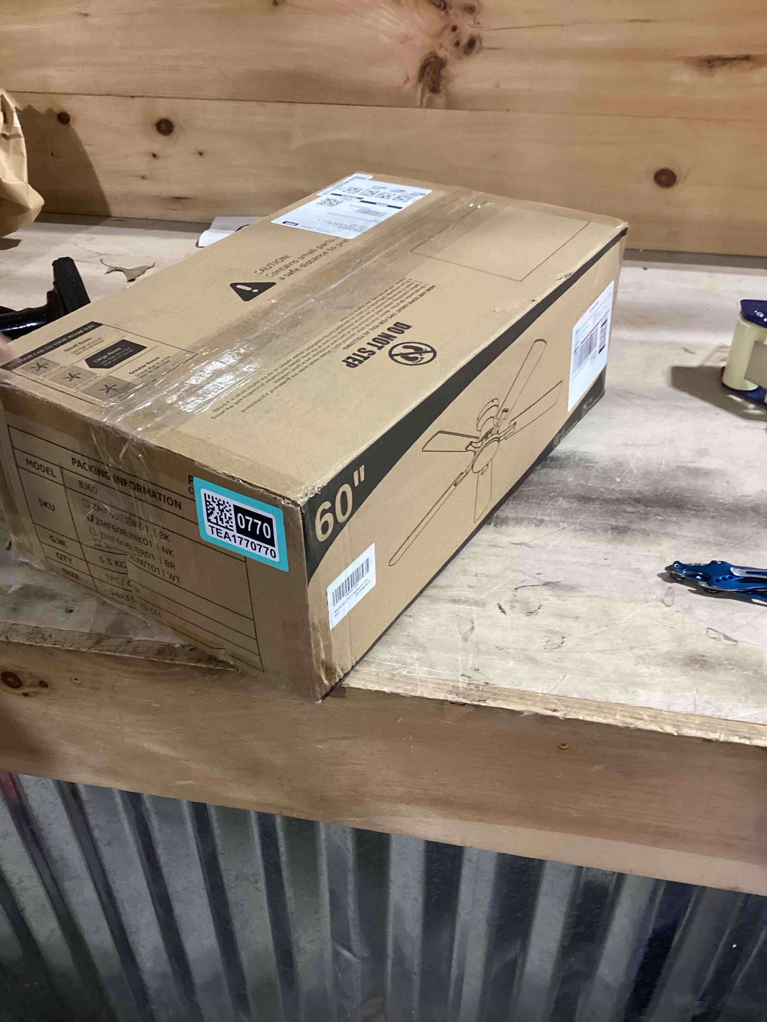 Condition photo showing New/Like New for ZMISHIBO 60 Inch Ceiling Fan with Light, App&Remote Control, Flush Mount Low Profile, Dimmable 20W LED Light, Quiet Reversible Motor for Bedroom, Living Room, Apartment, Nickel 60 Inch Nickel