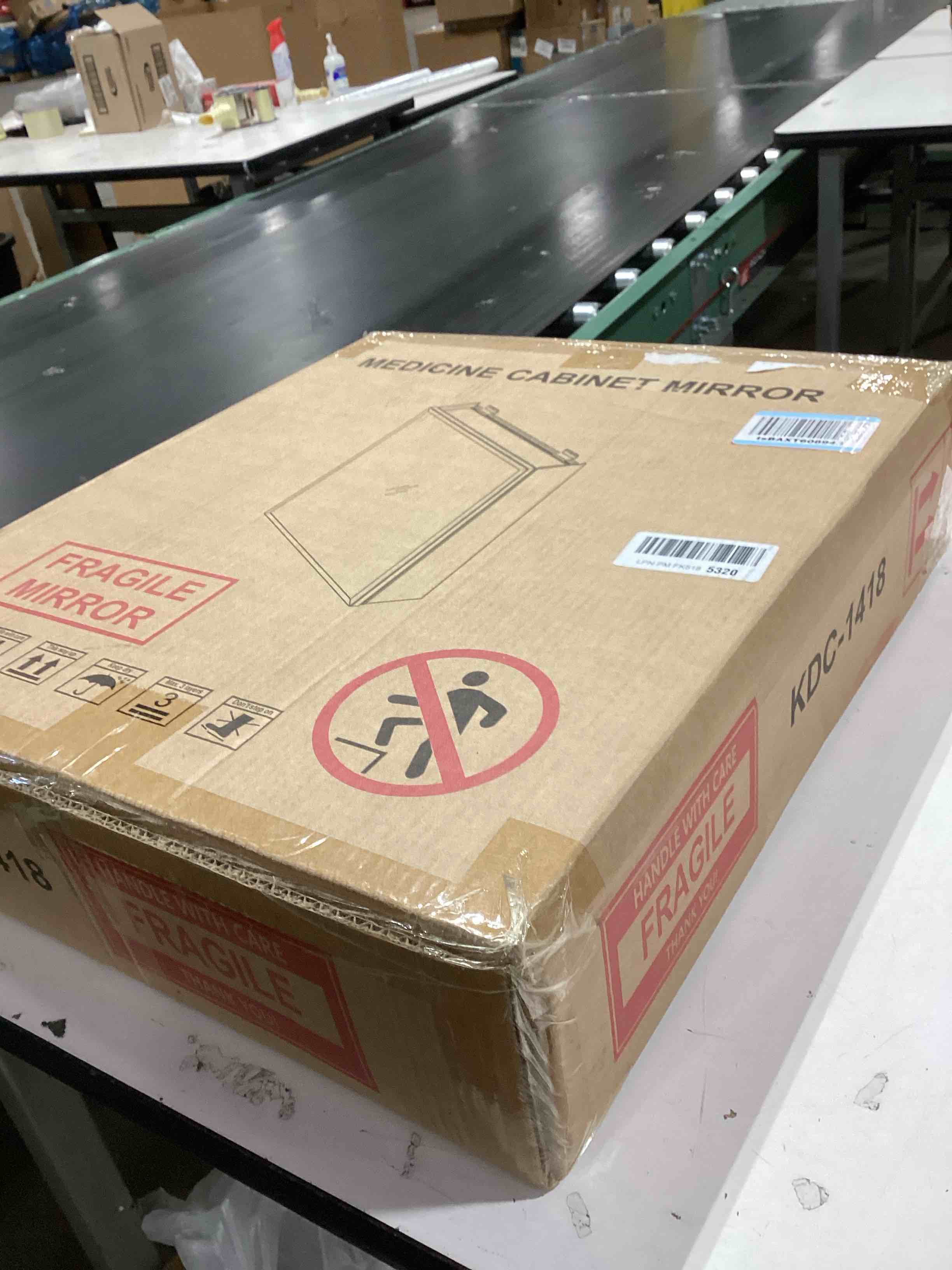 Condition photo showing New/Like New for 14x18 Inch Aluminum Medicine Cabinet with Beveled Mirror, Assembly Needed, Recessed or Wall Mount, 1 Adjustable Tempered Glass Shelf, Side Mirrors, Reversable Door, Rectangular Silver Edge