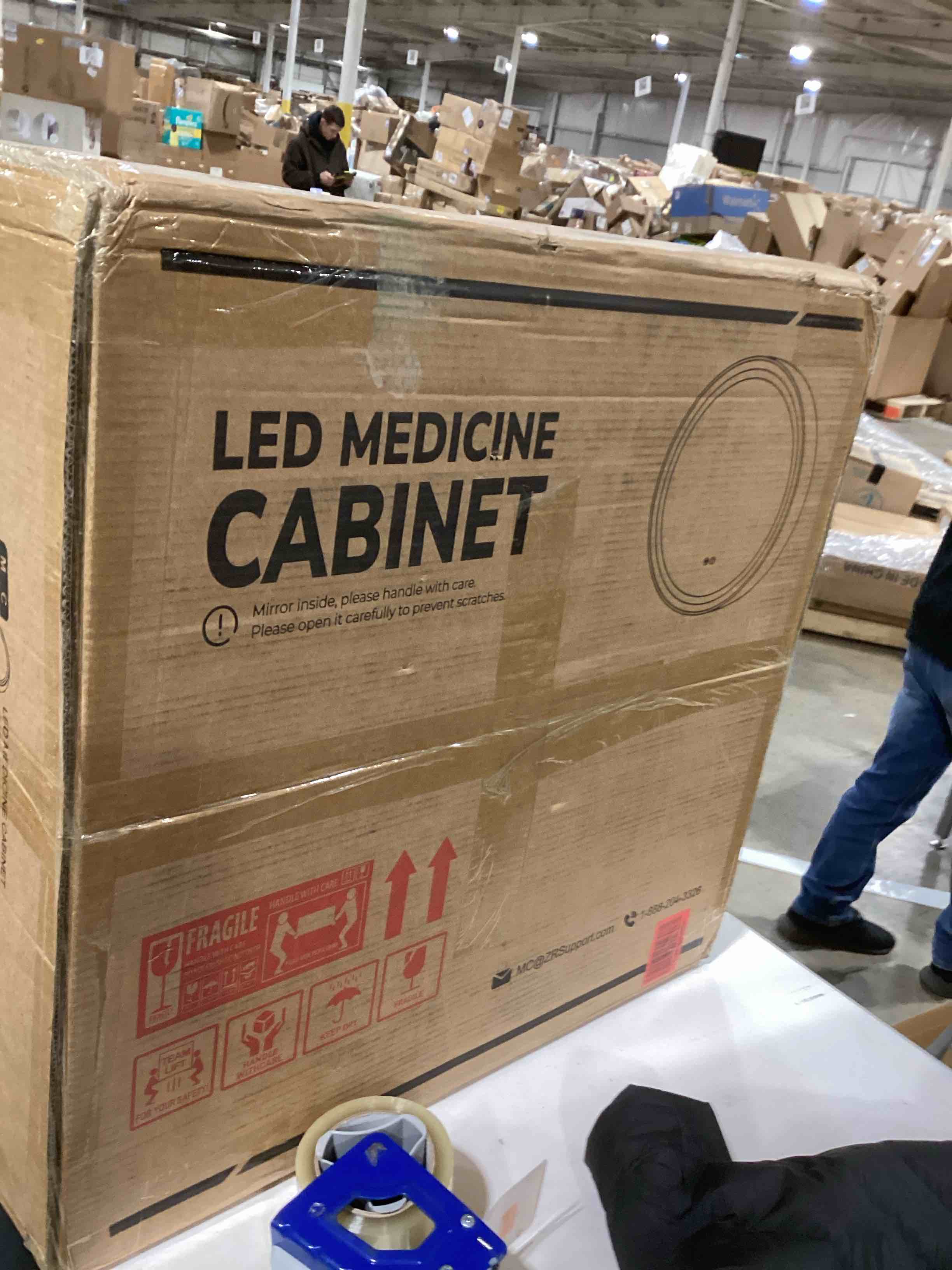 Keonjinn Round LED Medicine Cabinet 24 Inch, Black Lighted Medicine Cabinet for Bathroom with Mirror