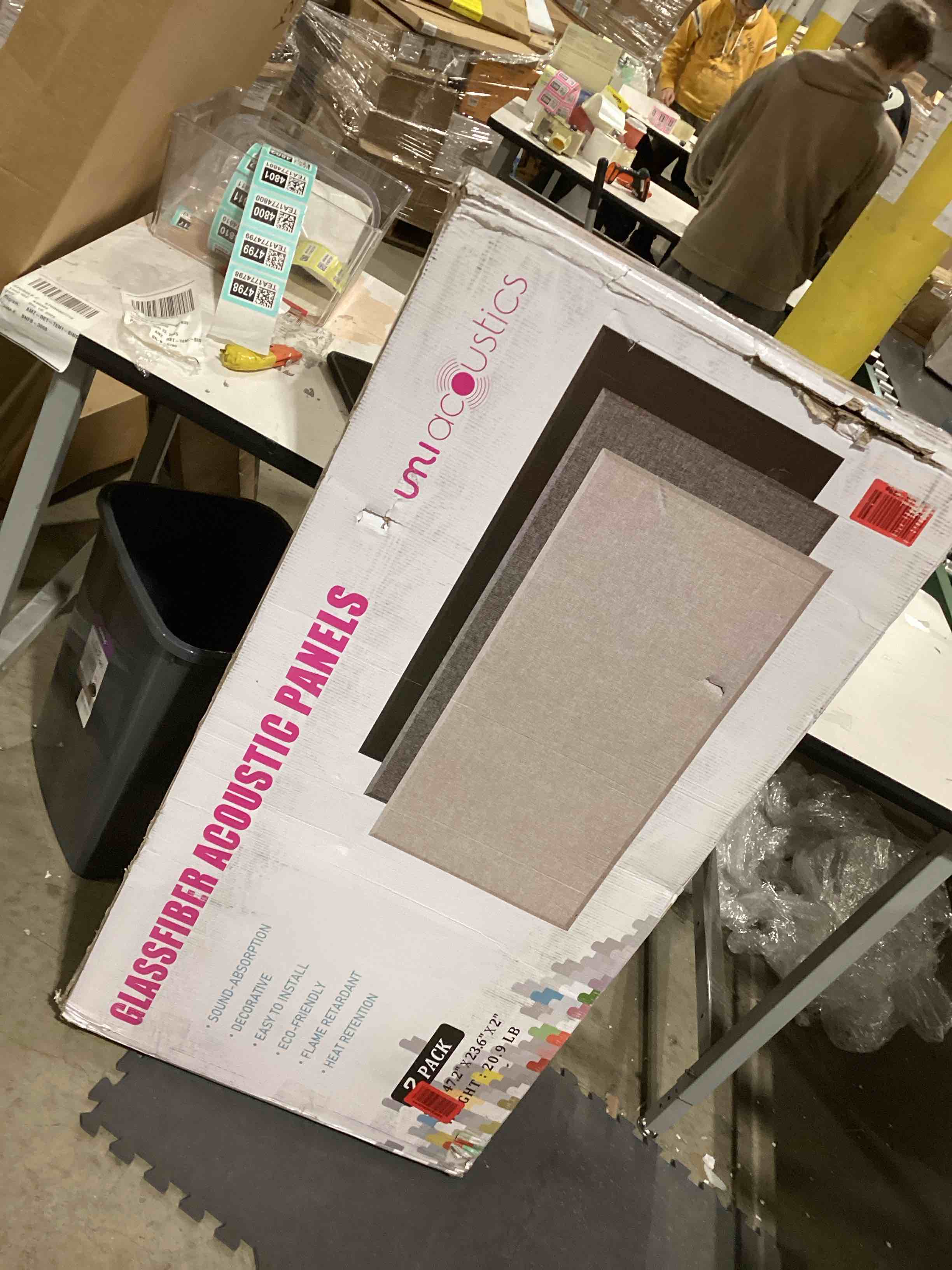 Condition photo showing Good Condition for UMIACOUSTICS 2 PCS Acoustic Panel, 47.2" x 23.6" x 2" Fiberglass Sound Proof Wall Panels, Sound Absorbing Panels for Studios, Office, Home Theater. Off White 47.2" x 23.6"-2pcs Off White