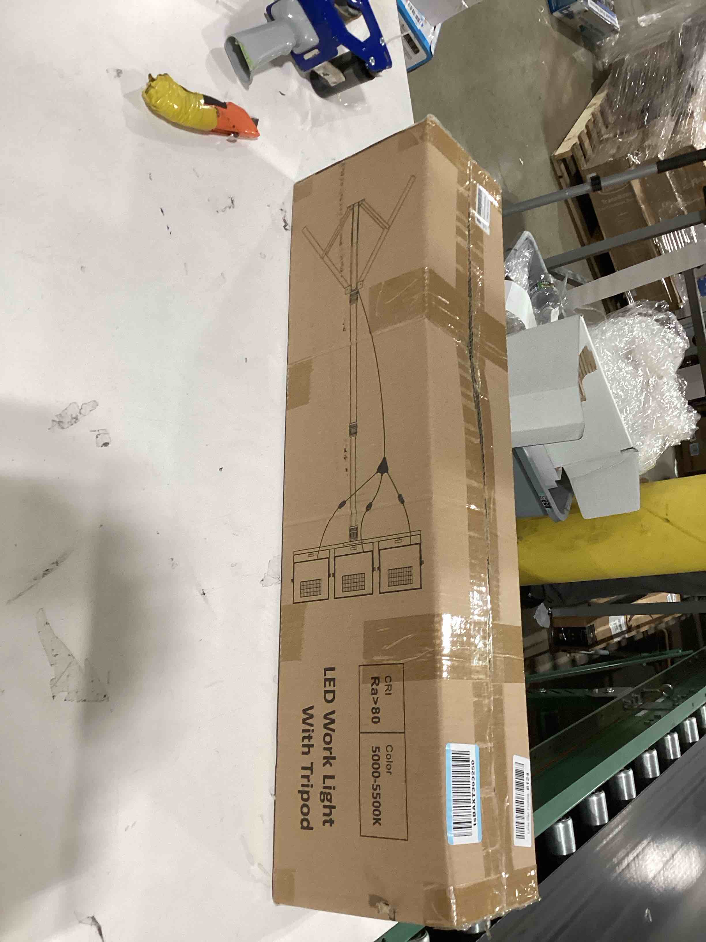 Condition photo showing Good Condition for 36000Lumen LED Work Lights with Stand - 3 Head Foldable Stand Work Light with 16FT Cord - IP67 Waterproof Tripod Lights for Outdoor Indoor Job Site Workshop Garage Construction Site Lighting 36000LM with stand