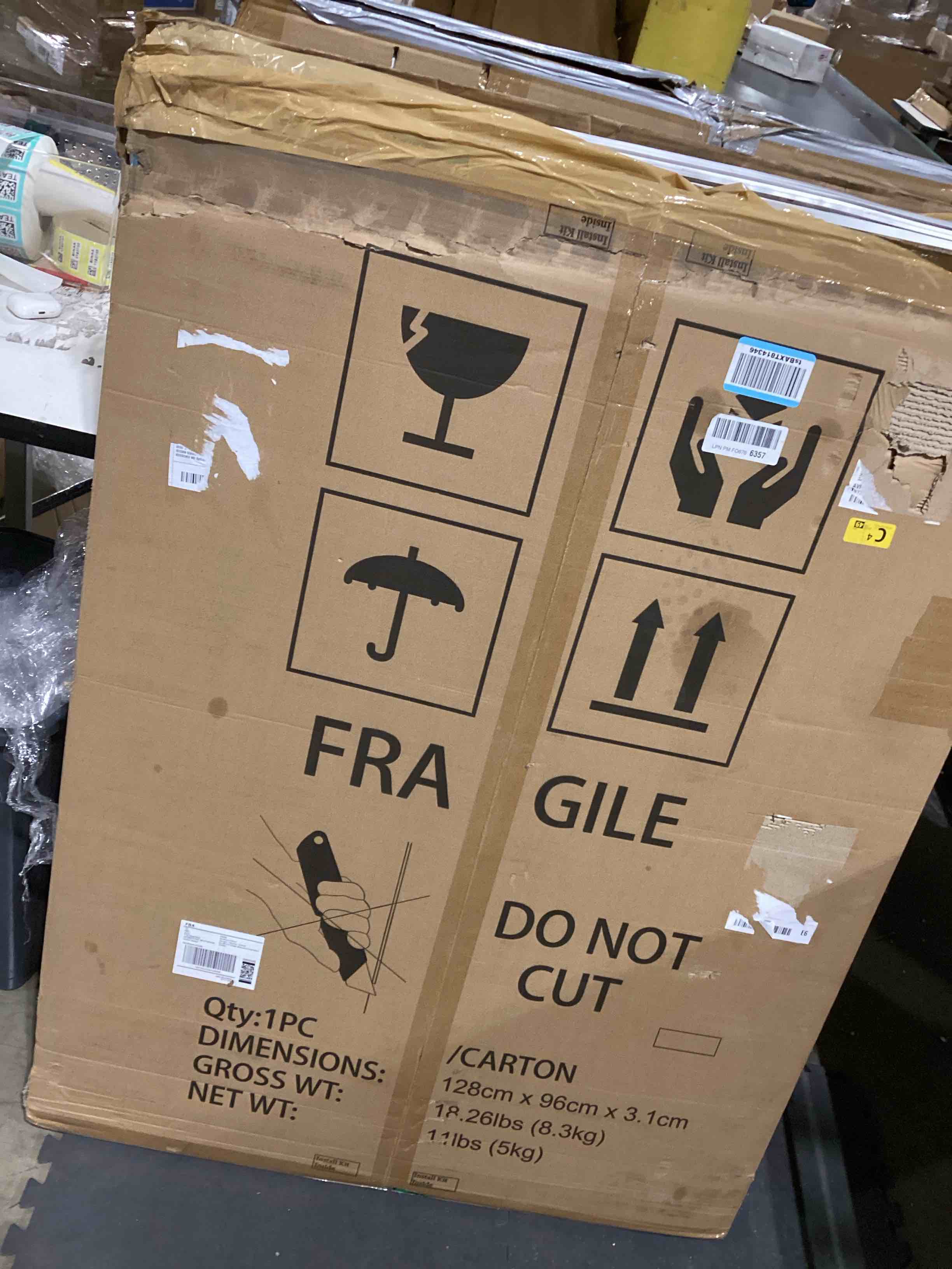 Condition photo showing As Is for 36 x 48 inch school large black chalkboard for wall, hanging magnetic black board with aluminum frame and marker tray 48" x 36"