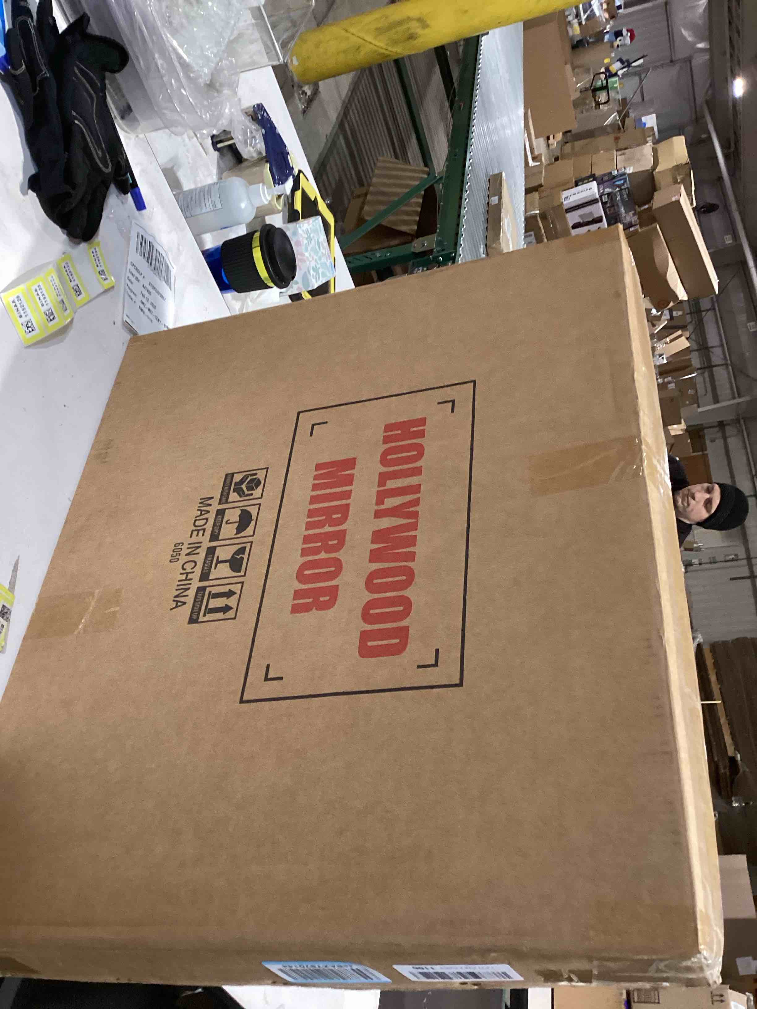 Condition photo showing As Is for Vanity Mirror with Lights,Makeup Mirror with 17 Dimmable LED Bulbs, 3 Color Lighting Modes Detachable 10X Magnification Mirror Touch Control, 23.6X19,7 inch, White White 23.6"L x 20.5"W