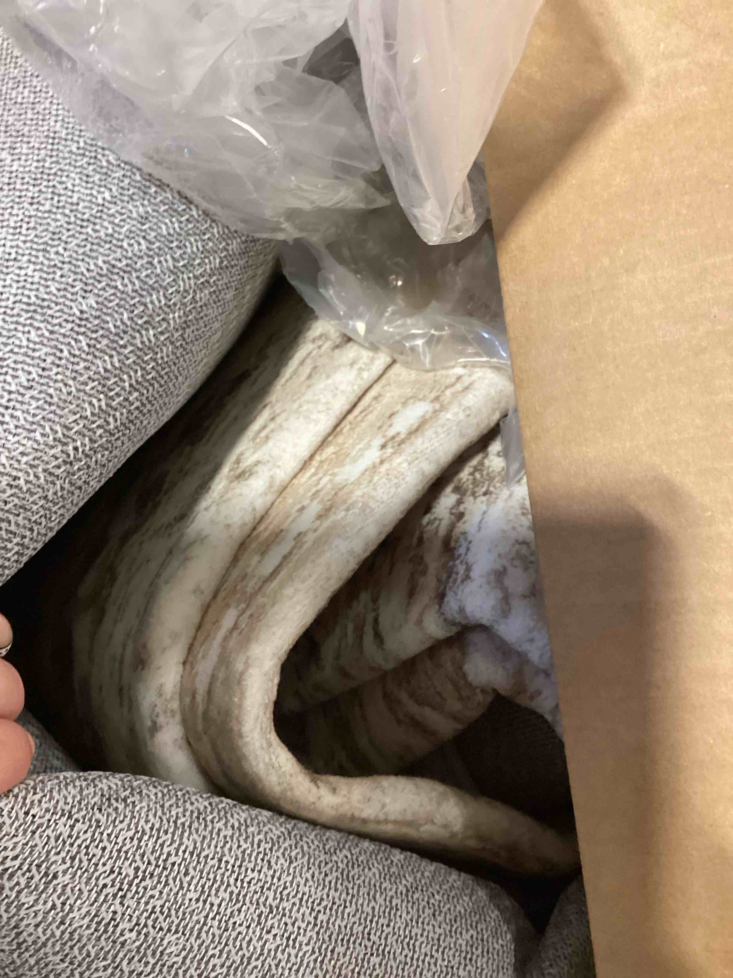 Condition photo showing Good Condition for washable rug 5x7 area rugs for living room: neutral soft rug abstract non slip low pile modern carpet for bedroom kitchen nursery office dining room indoor (brown, 5'x7') brown 5' x 7' (rectangular)