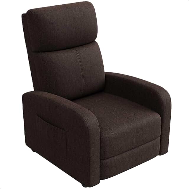 GarveeHome Power Recliner Chair, Adjustable Electric Recliner Ergonomic Overstuffed PU Leather Single Sofa, Tall Brown Seat, 2 Side Pockets and USB Port, Home Theater Seating for Living Room