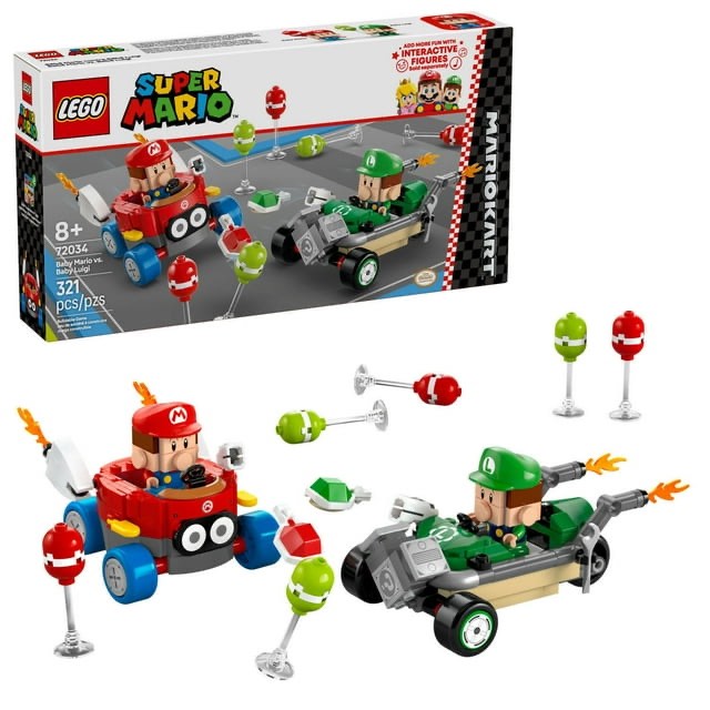 LEGO Super Mario: Mario Kart Baby Mario vs. Baby Luigi Building Toy, 321 pcs
