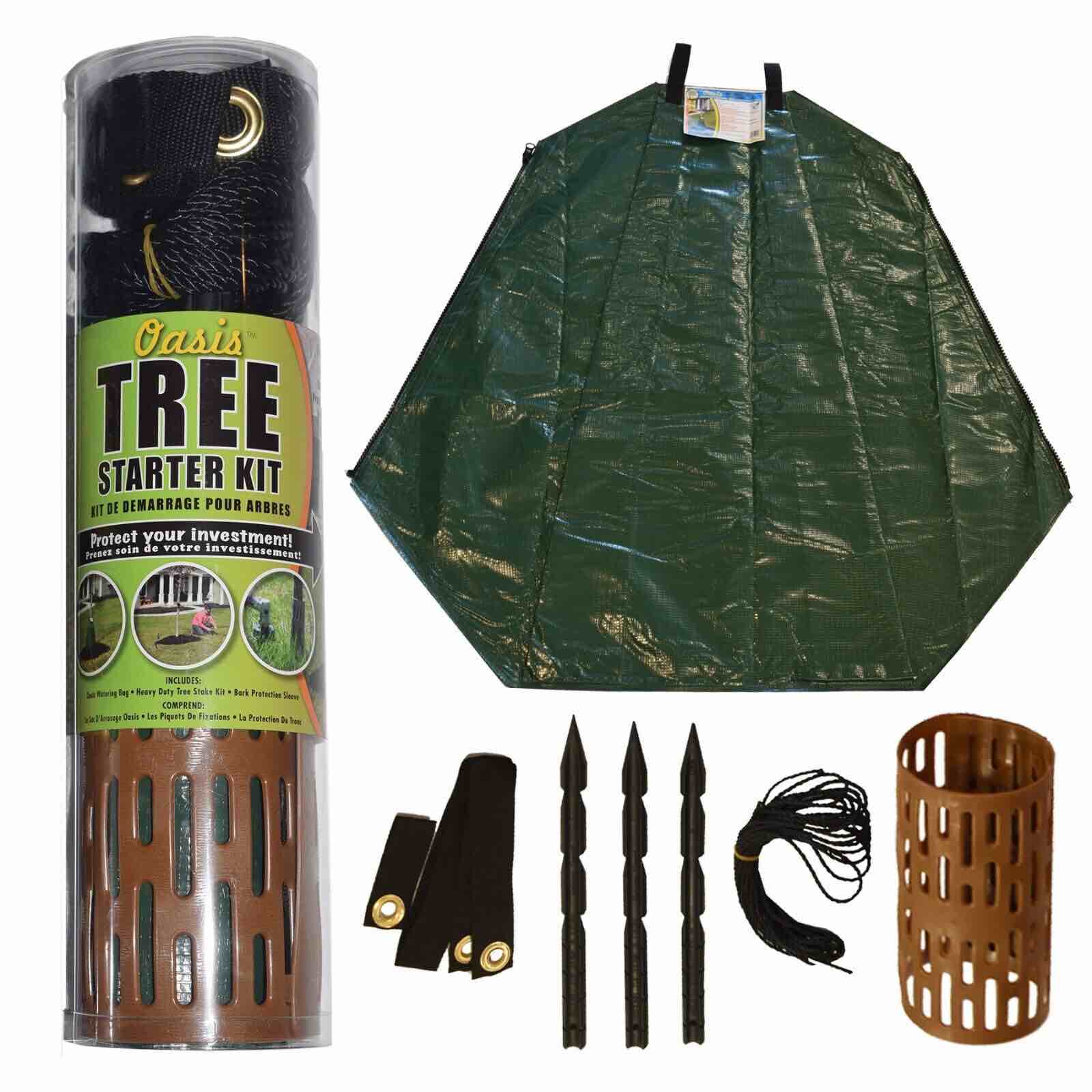 Oasis Tree Starter Kit w/20 Gallon Watering Bag, Stake Kits and Bark Protector.