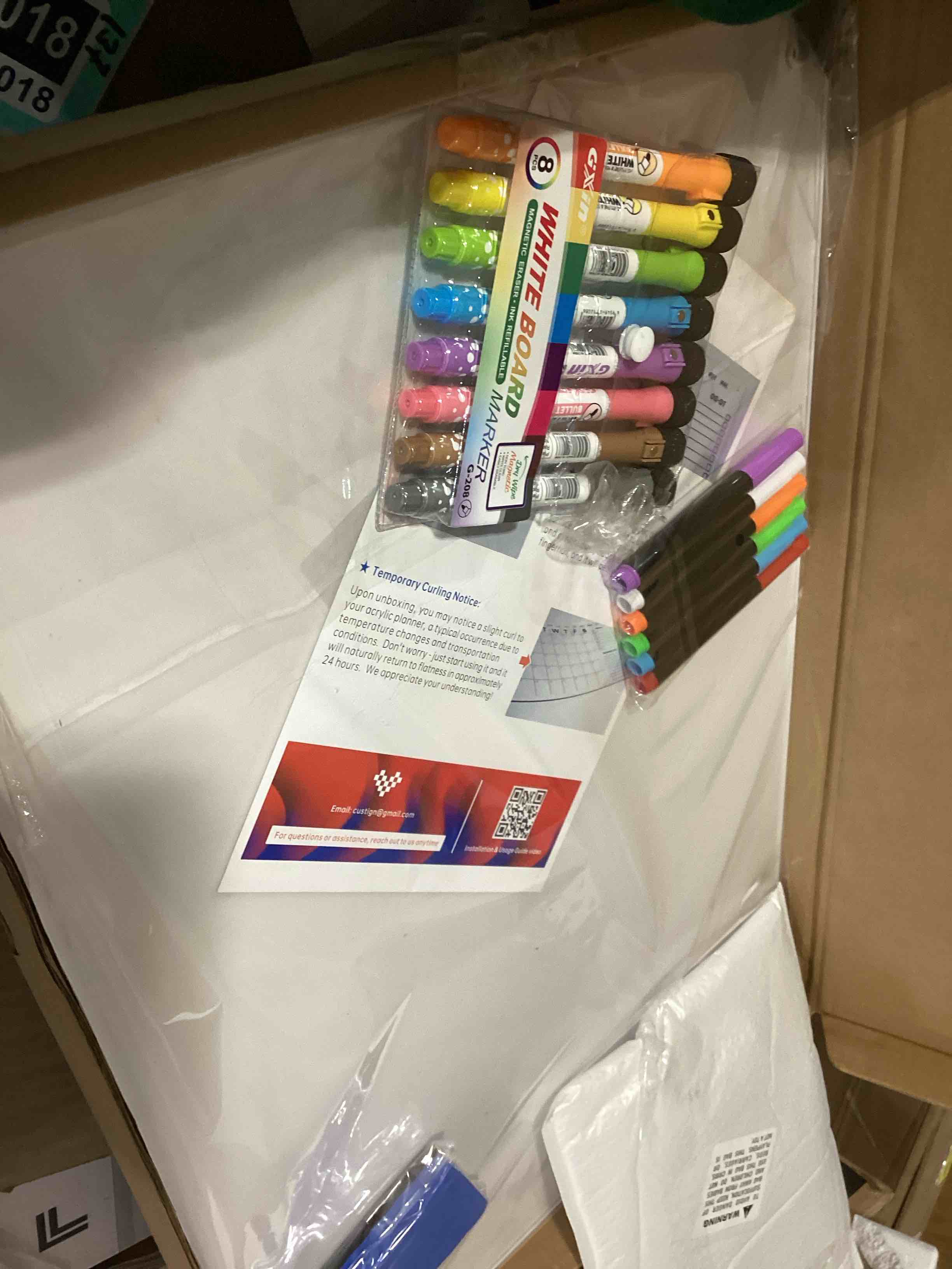 clear Acrylic Dry-Erase Board 24x16 | Transparent Wall-Mount Writing Panel | Includes 8 Color Markers, Eraser, Standoff Screws tall Kit | Ideal for Home & Office