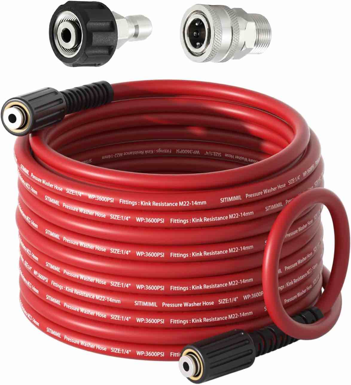 Pressure Washer Hose,Kink-Free with M22-14mm Stainless Steel Thread Power Washer Hose,Stainless Steel Adapter ,Suitable for Ryobi,Troy Bilt,Greenworks,Simpso