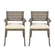 Christopher Knight Home Hermosa Outdoor Acacia Wood Arm Chairs, 2-Pcs Set, Teak Finish / Cream
