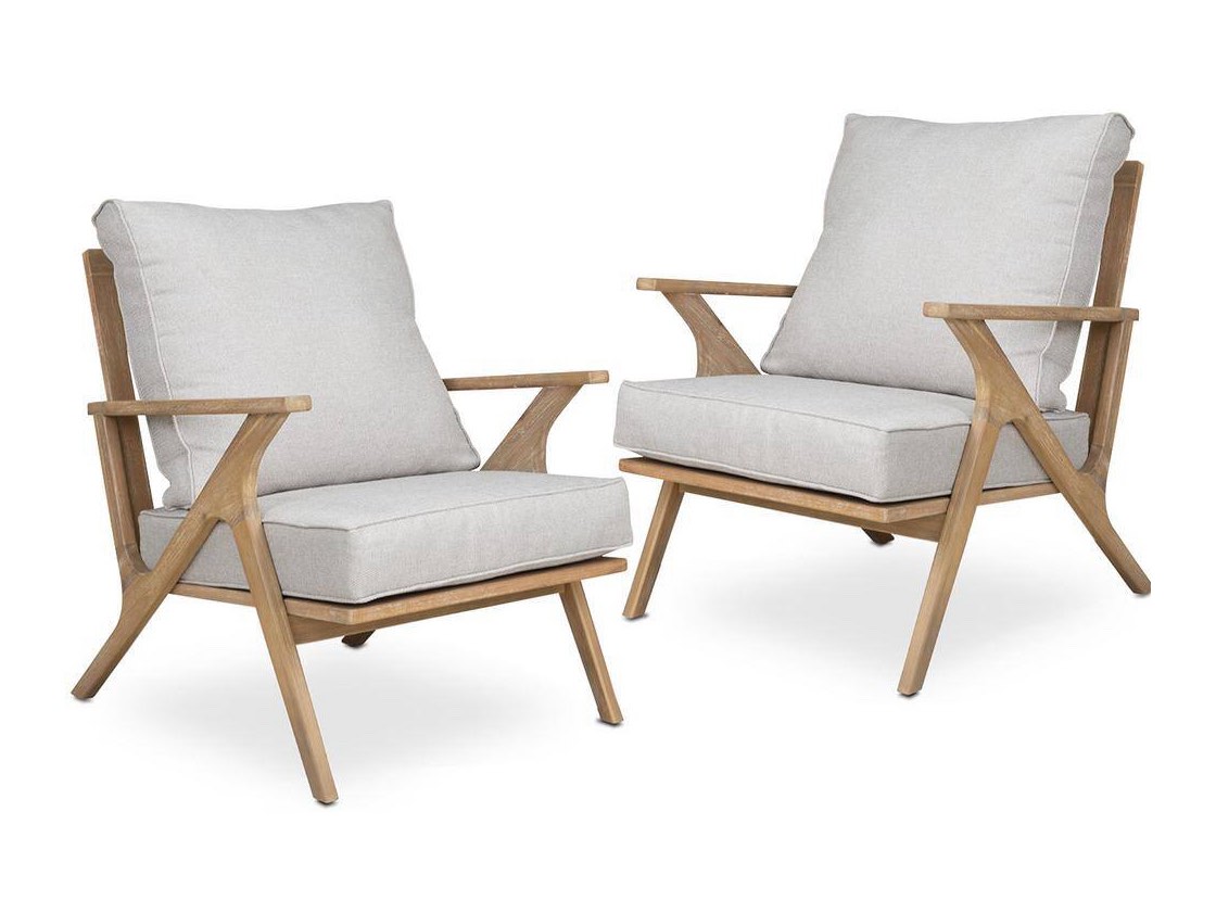 2 Piece Wooden Outdoor Patio Chairs, Acacia 