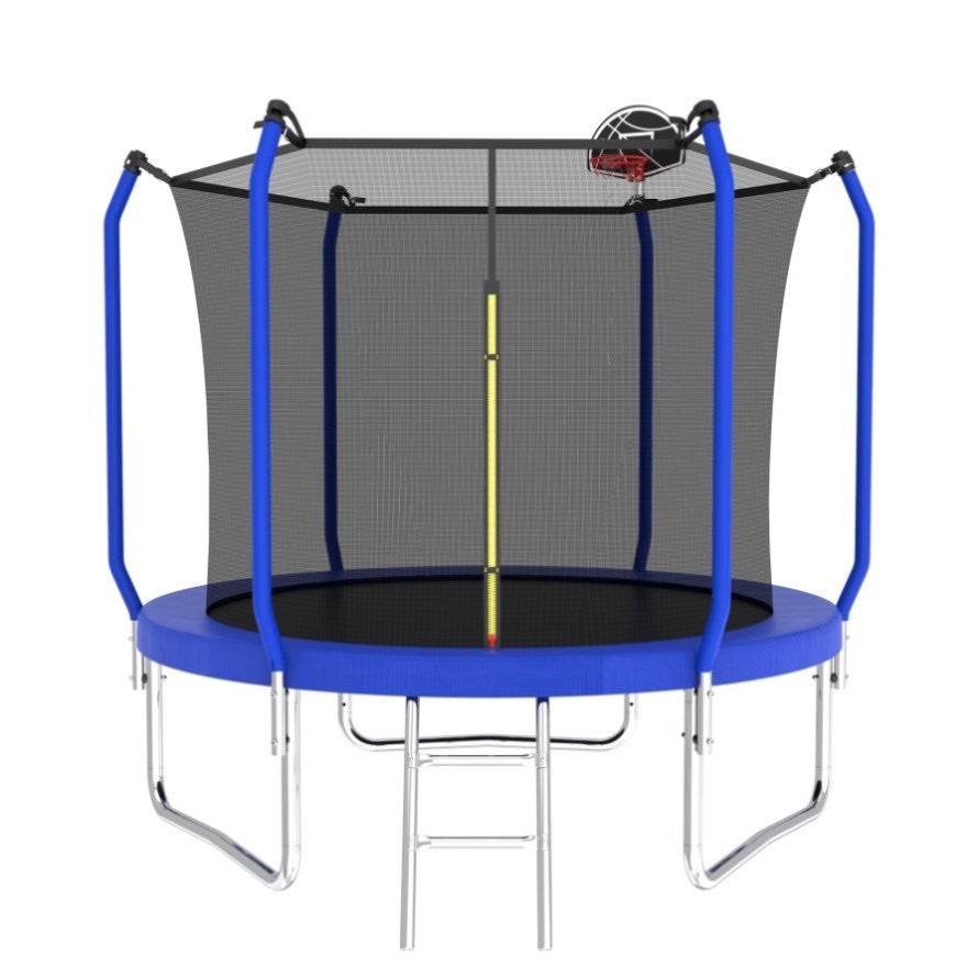 Trampoline with Basketball Hoop, ASTM Approved Reinforced Type Outdoor Trampoline