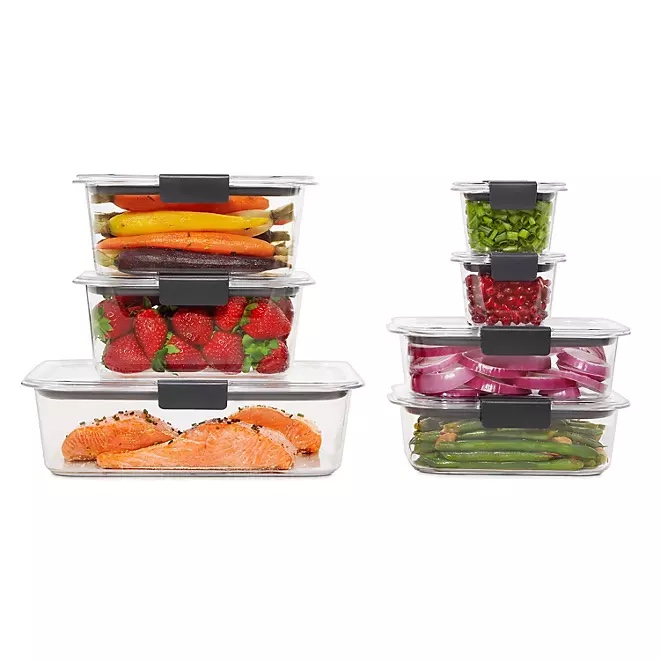 Rubbermaid Brilliance StainShield Plastic Food Storage Containers, 14-Piece Set