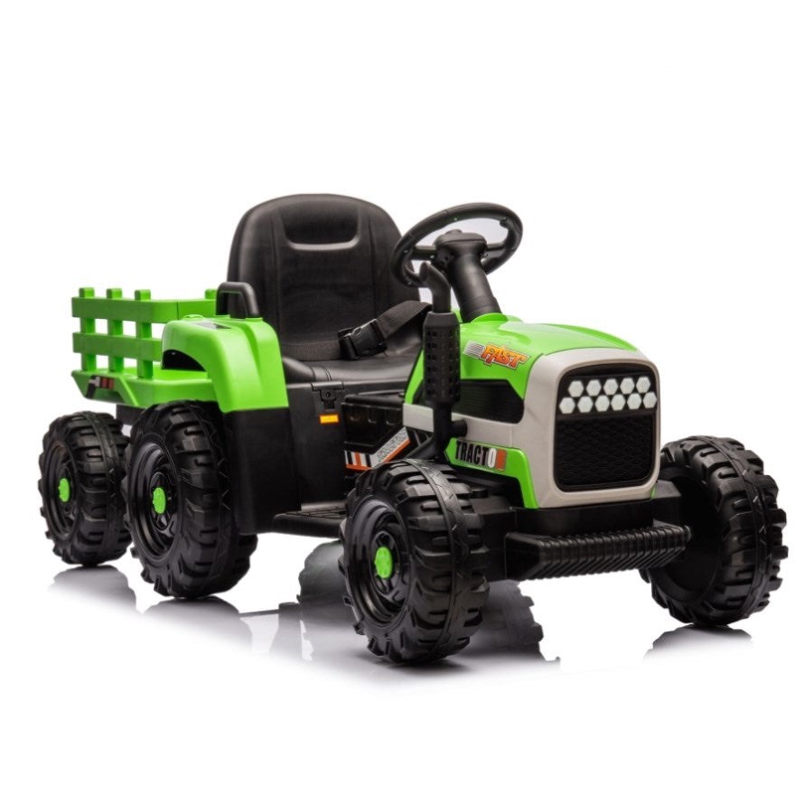 Ride on Tractor with Trailer,12V Battery Powered Electric Tractor Toy w/Remote Control,electric car 
