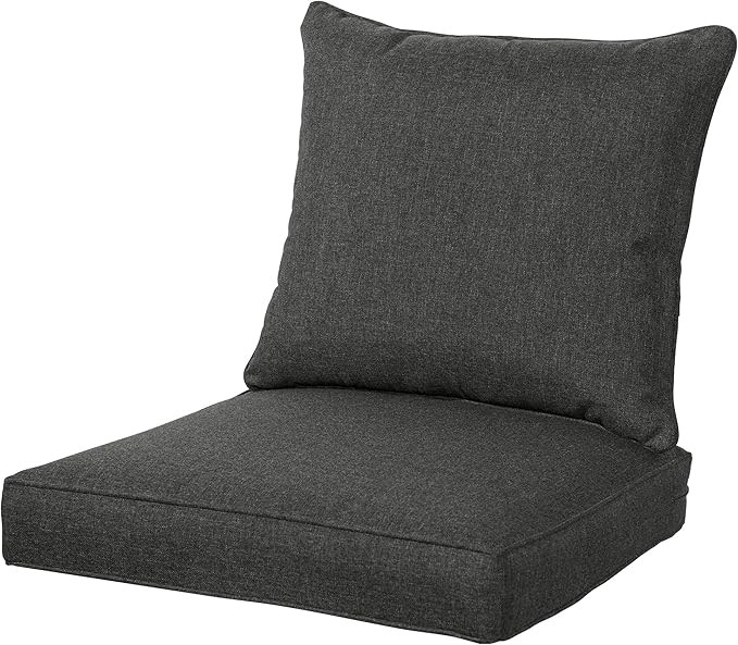 QILLOWAY Polyester Outdoor Chair Cushion Set,Outdoor Cushions for Patio Furniture, All Weather.Charcoal Grey/Black