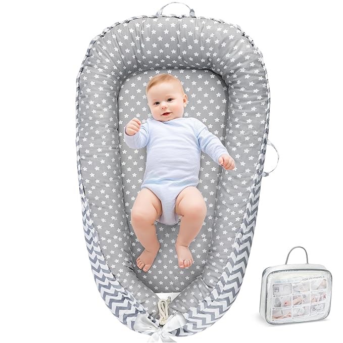 Baby Lounger - Baby Lounger For Newborn, Breathable & Soft Baby Nest Cover Co Sleeping for baby 0-24 Months, Babies Essentials Gifts, Portable Infant Lounger Baby Floor Seat for Home and Travel