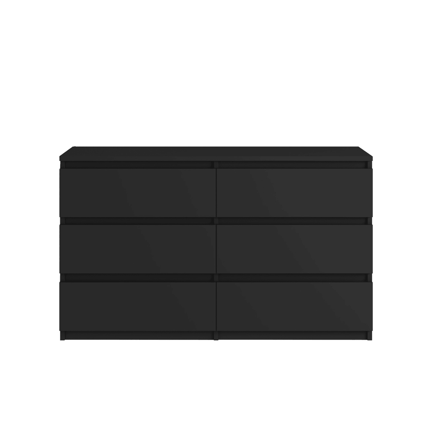 Princeton Modern 6-Drawer Dresser with Recessed Handles, Black