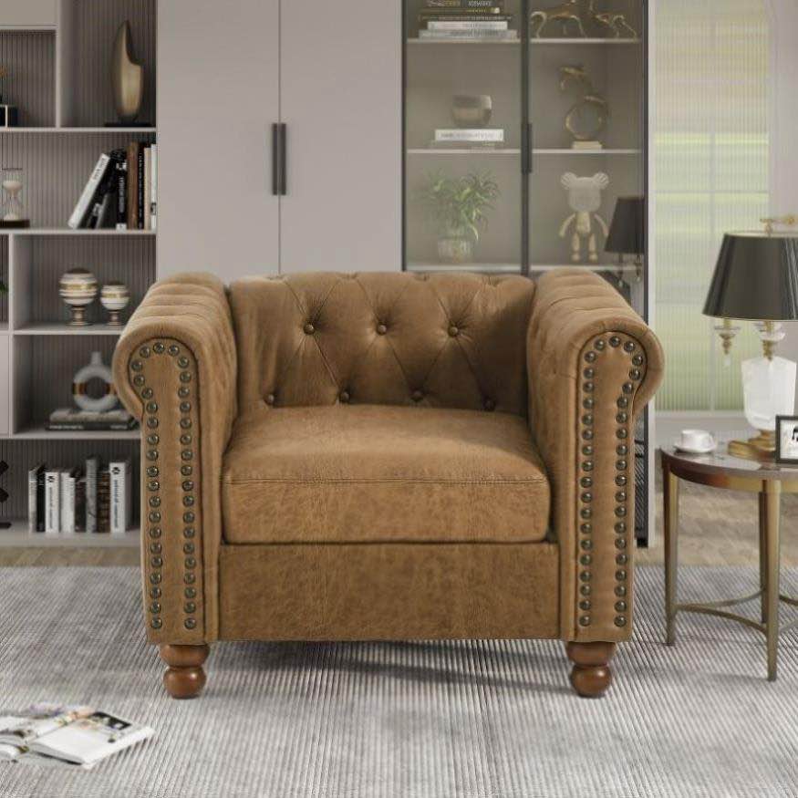ZNTS Classic Traditional Living Room Upholstered Sofa with high-tech Surface/ Chesterfield Tufted W1708141947