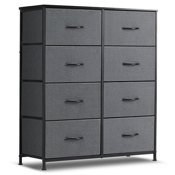 Simenmax 8 Drawer Dresser for Bedroom Fabric Dresser Chest of Closets Storage Units Organizer Tower Wooden Top Shelf for Bedroom, Hallway, Entryway, Closet,Gray
