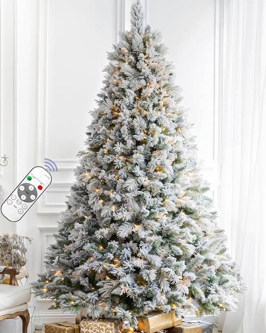 7.5ft Pre-lit Flocked Christmas Tree 