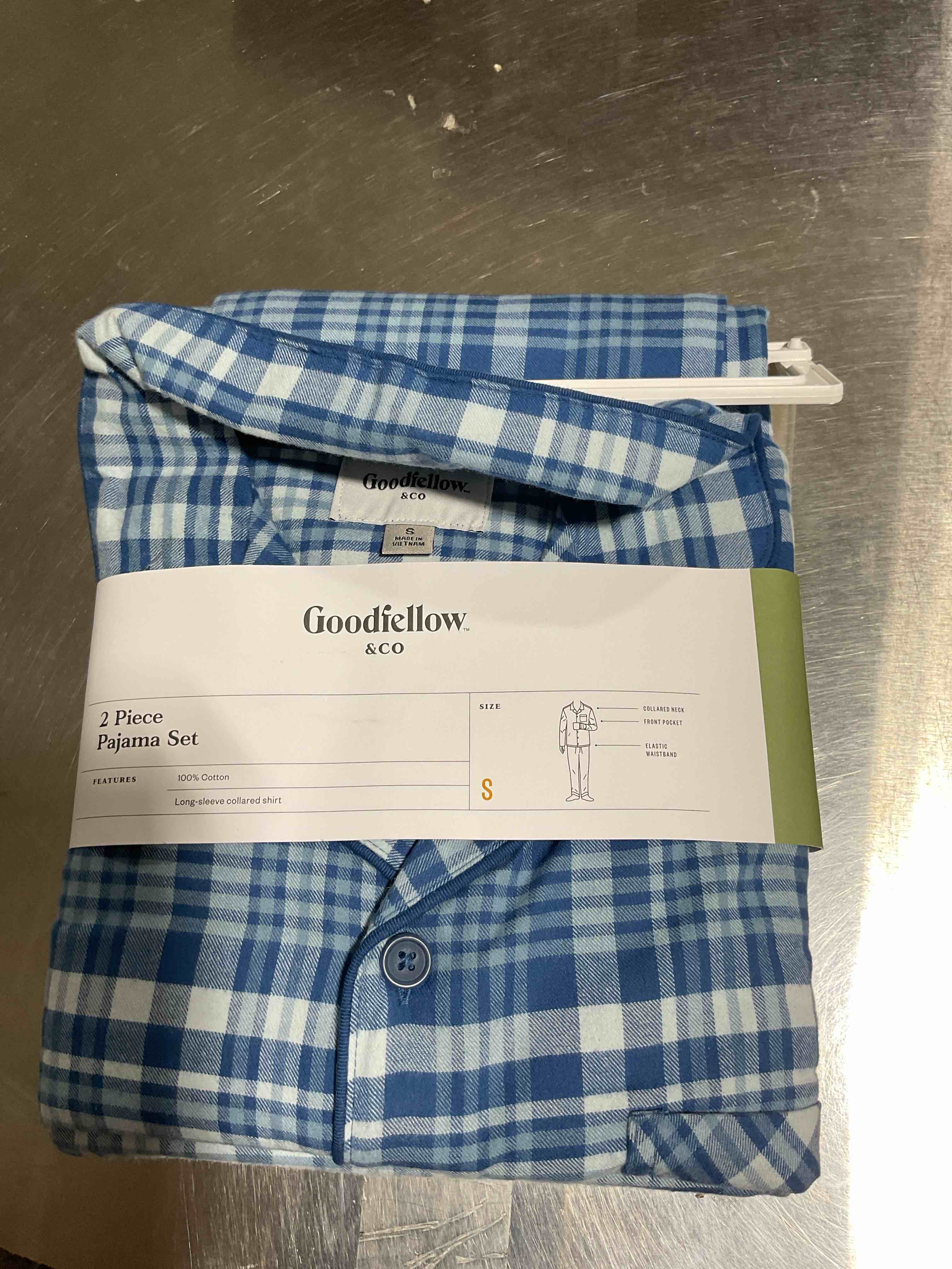 Men's Windowpane Woven Flannel Pajama Set - Goodfellow & Co™ Blue S