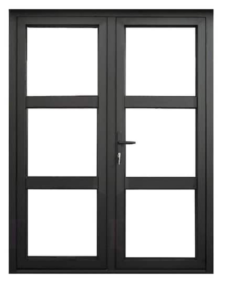  Matte Black Aluminum French Door 3 Lite Right Hand Inswing TZF735803RHIN 32” x 96”