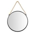 Danya B. SE001 Framed 20" Decorative Round Black Metal Circle Wall Mirror with Hanging Rope – Rustic Mirror, Hanging Mirror