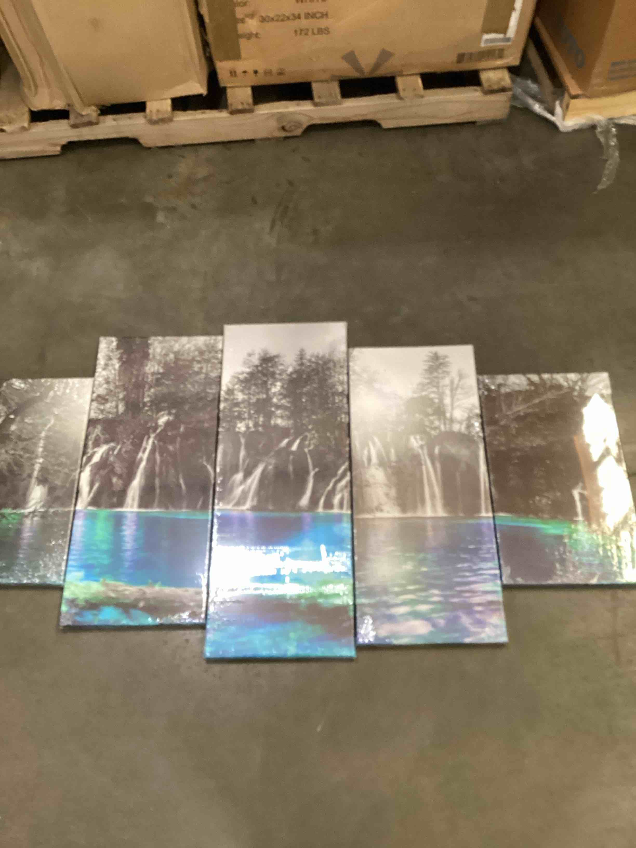 5 piece sectional waterfall art work