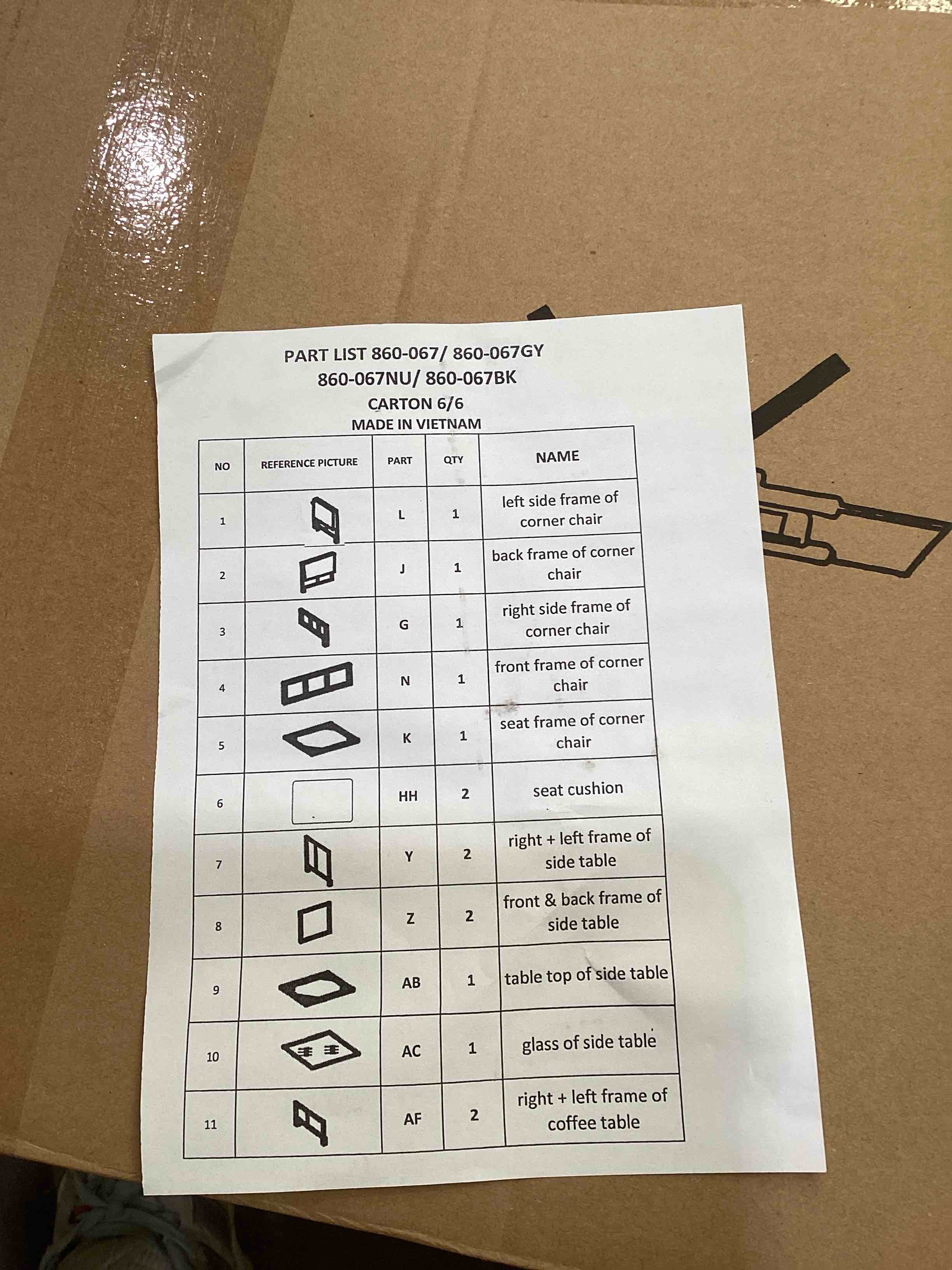 Outsunny Patio Furniture Set** Box 6 of 6 ONLY***, 9 Piece Outdoor Sectional Sofa, All-Weather PE Rattan Wicker Conversation Set with Chairs, Ottoman, Loveseat, Coffee and Side Table, Cushions, Navy Blue