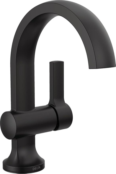 Delta Faucet Albion Single Hole Bathroom Faucet, Chrome Single Handle Bathroom Faucet, Bathroom Sink Faucet, Metal Push Pop-Up Drain Assembly, 1.2 GPM Flow Rate, Chrome 15855LF