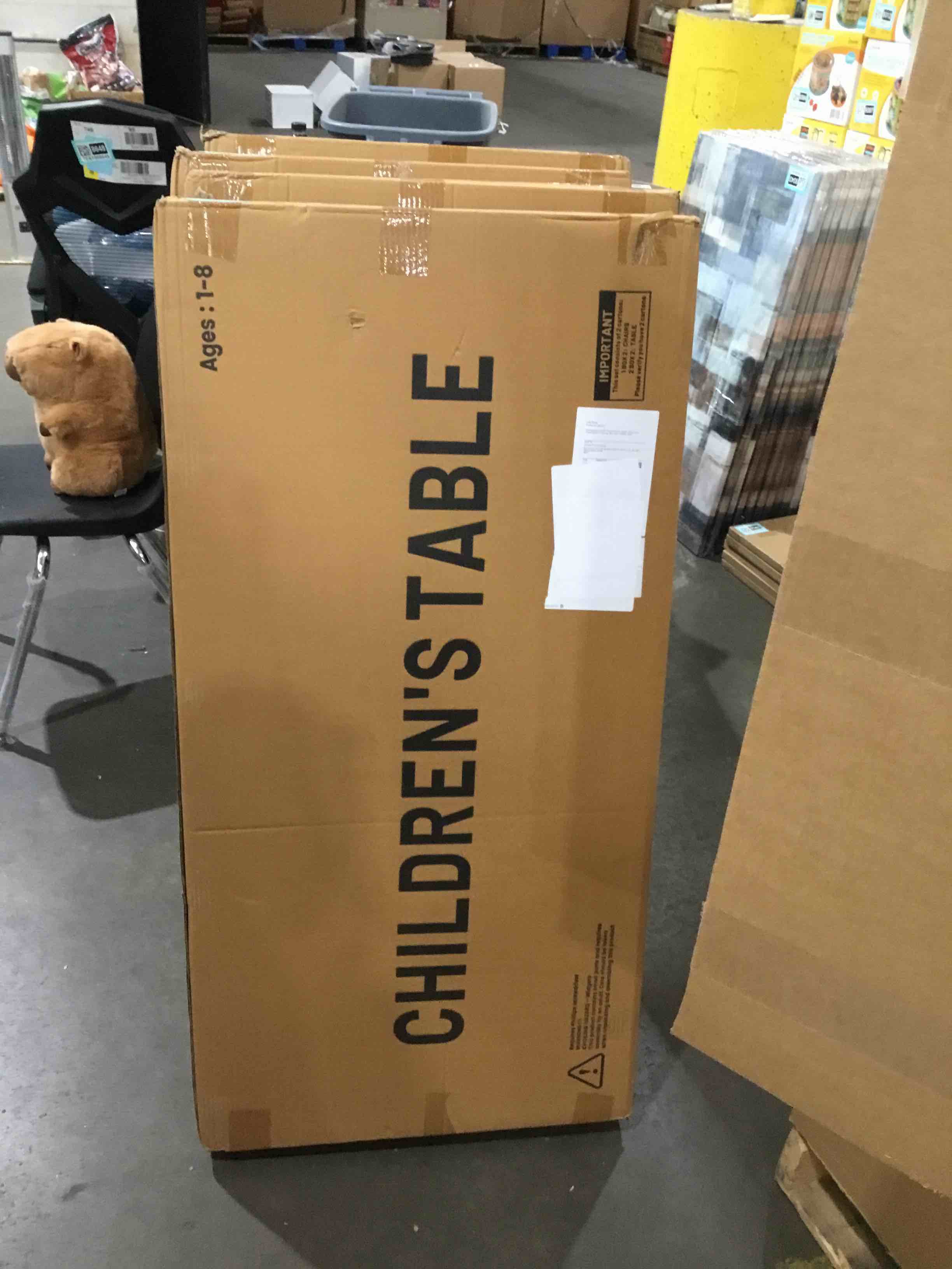 blue kids table, plastic 