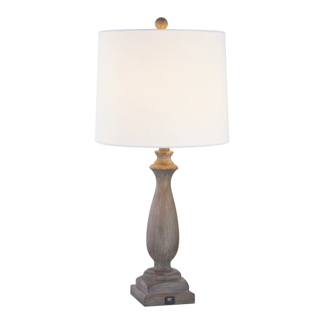 Maxax Woodgrain Resin USB Table Lamp set of 2 (Incomplete)