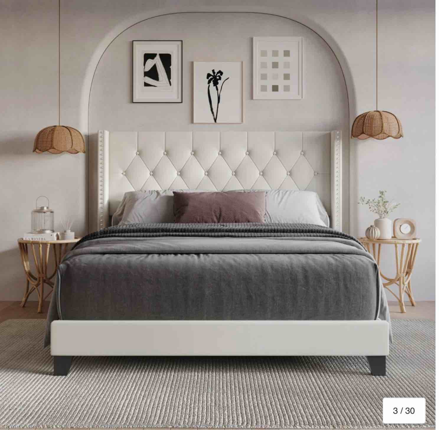 Homer Tufted Upholstered Panel Bed king size incomplete box 2 of 2****