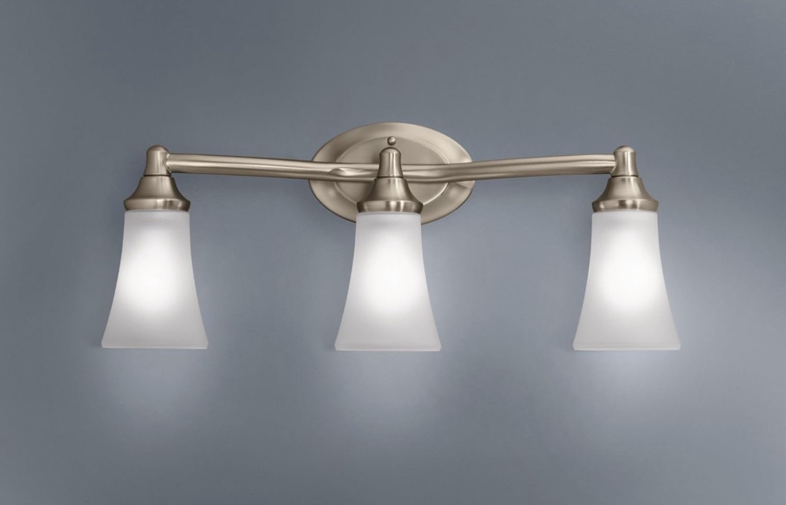 *Missing pieces *Moen Eva Brushed Nickel 3-Light Dual-Mount Bathroom Vanity Fixture, Bath Lighting with Frosted Glass, YB2863BN, 9.60 x 10.00 x 20.60 inches