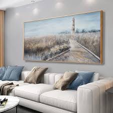 abstract wall art decor rural lighthouse framed 24x48